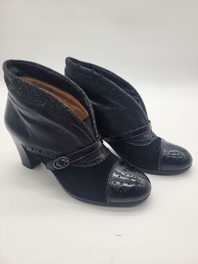 Black Women's Leather & Suede Ankle Booties